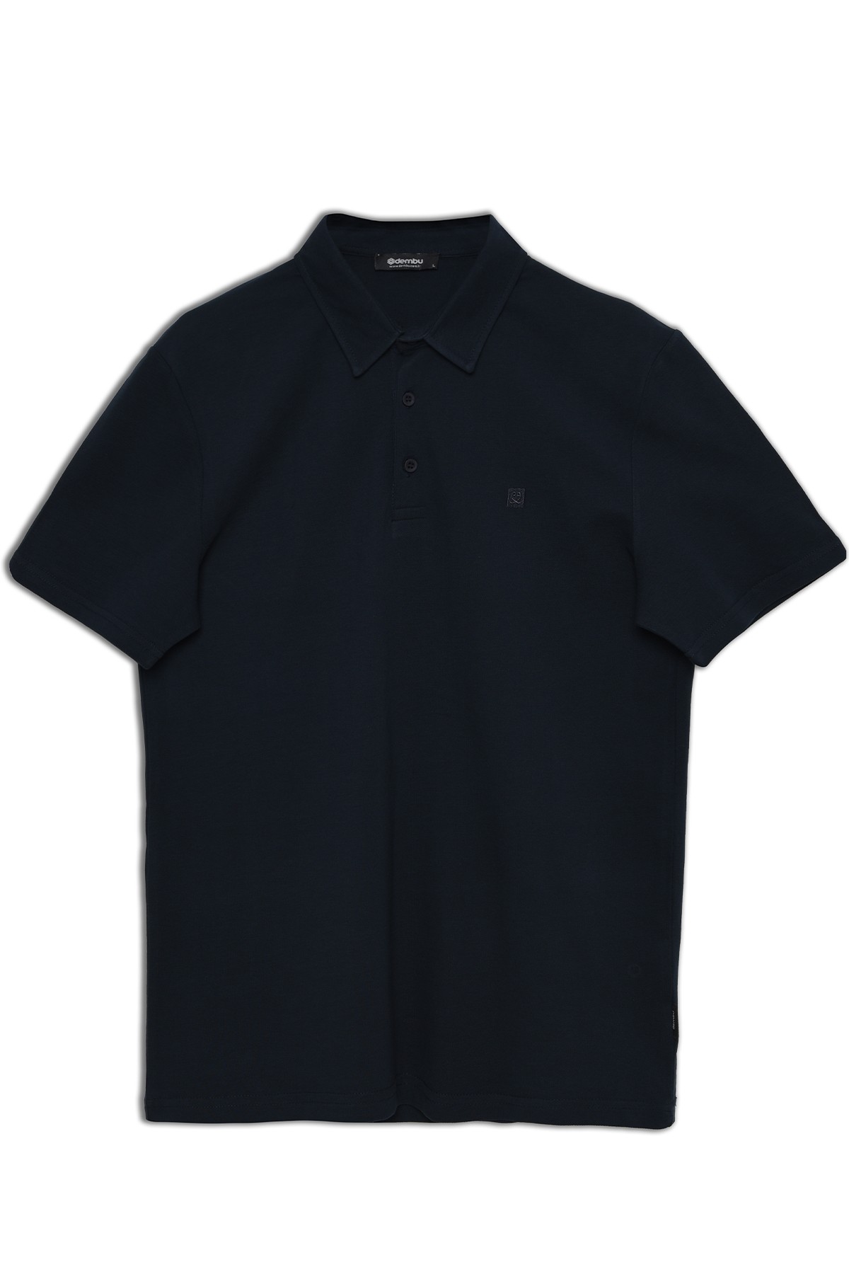Vav Tasarım Punto Baskılı Pamuk Polo Yaka Lacivert T-shirt 23'